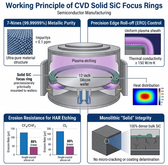 Arbejdsprincip for CVD Solid SiC-fokusringe