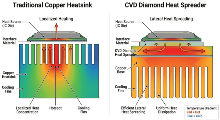 Traditionel kobberkøleplade vs. CVD diamantvarmespreder